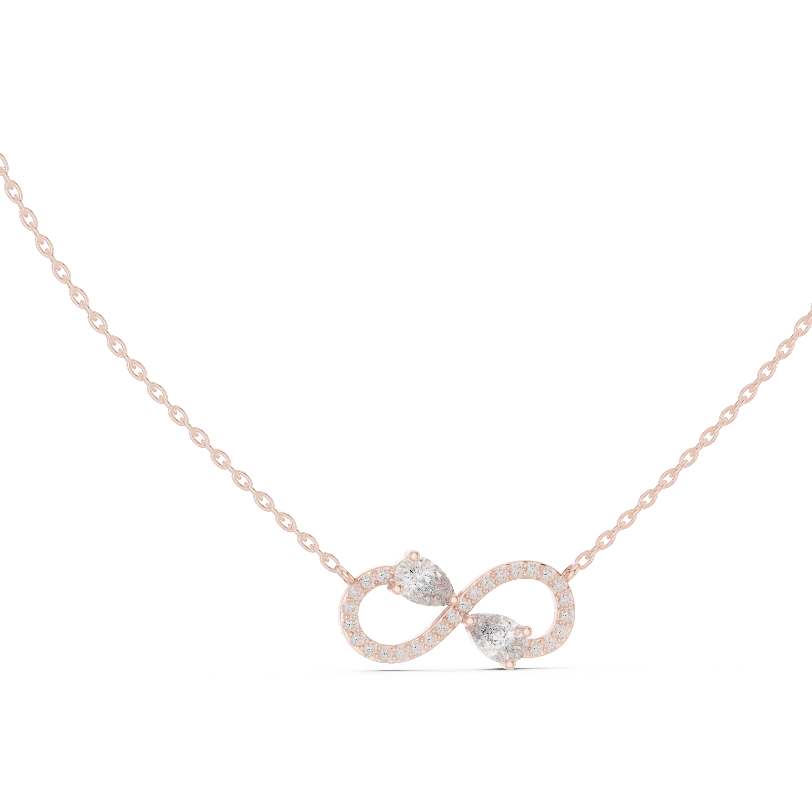 Elegant infinity pear diamond pendant in gold with lab grown diamonds by Signora Jewels