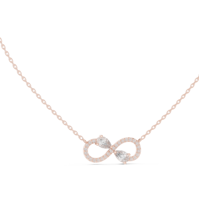Elegant infinity pear diamond pendant in gold with lab grown diamonds by Signora Jewels