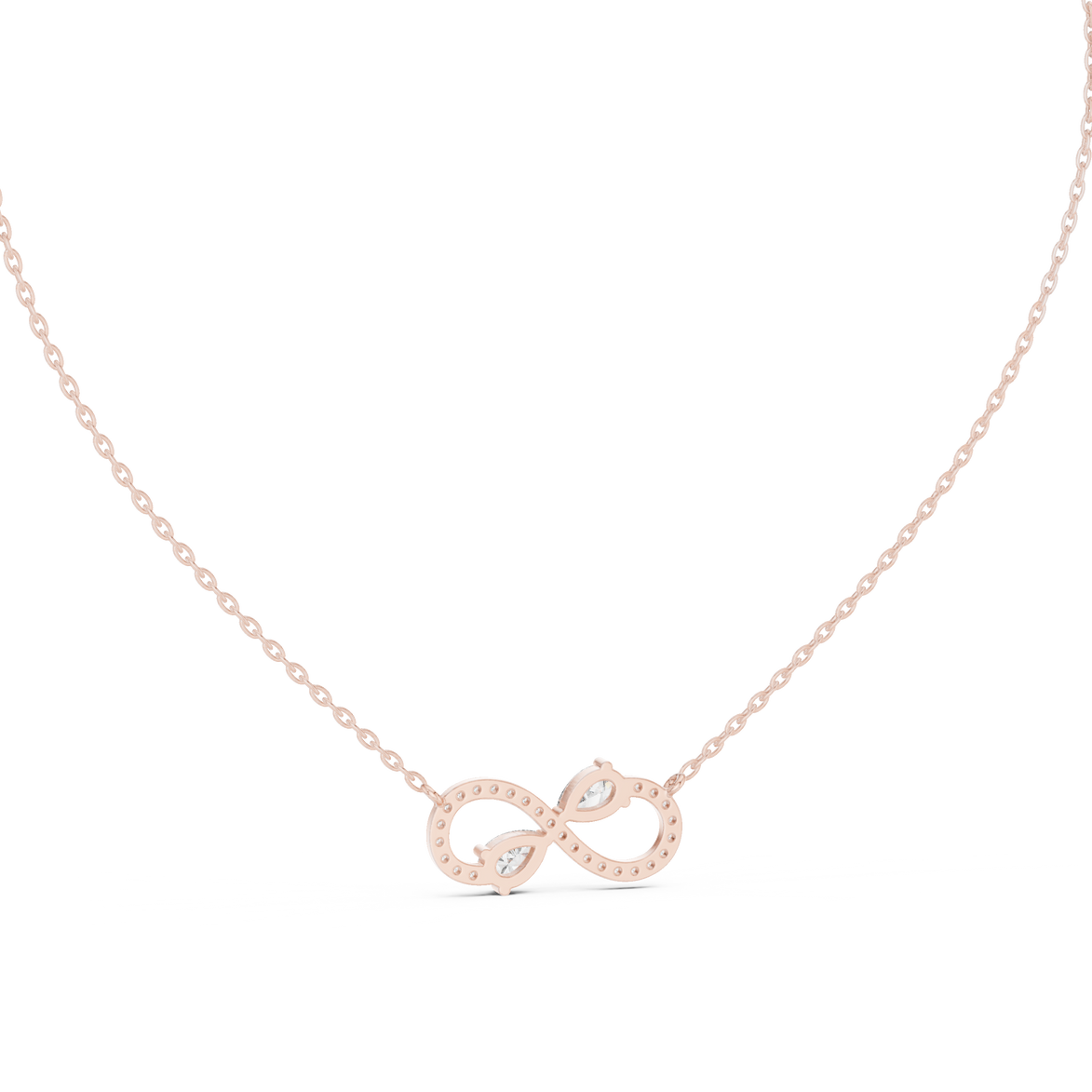 Elegant infinity pear diamond pendant in gold with lab grown diamonds by Signora Jewels