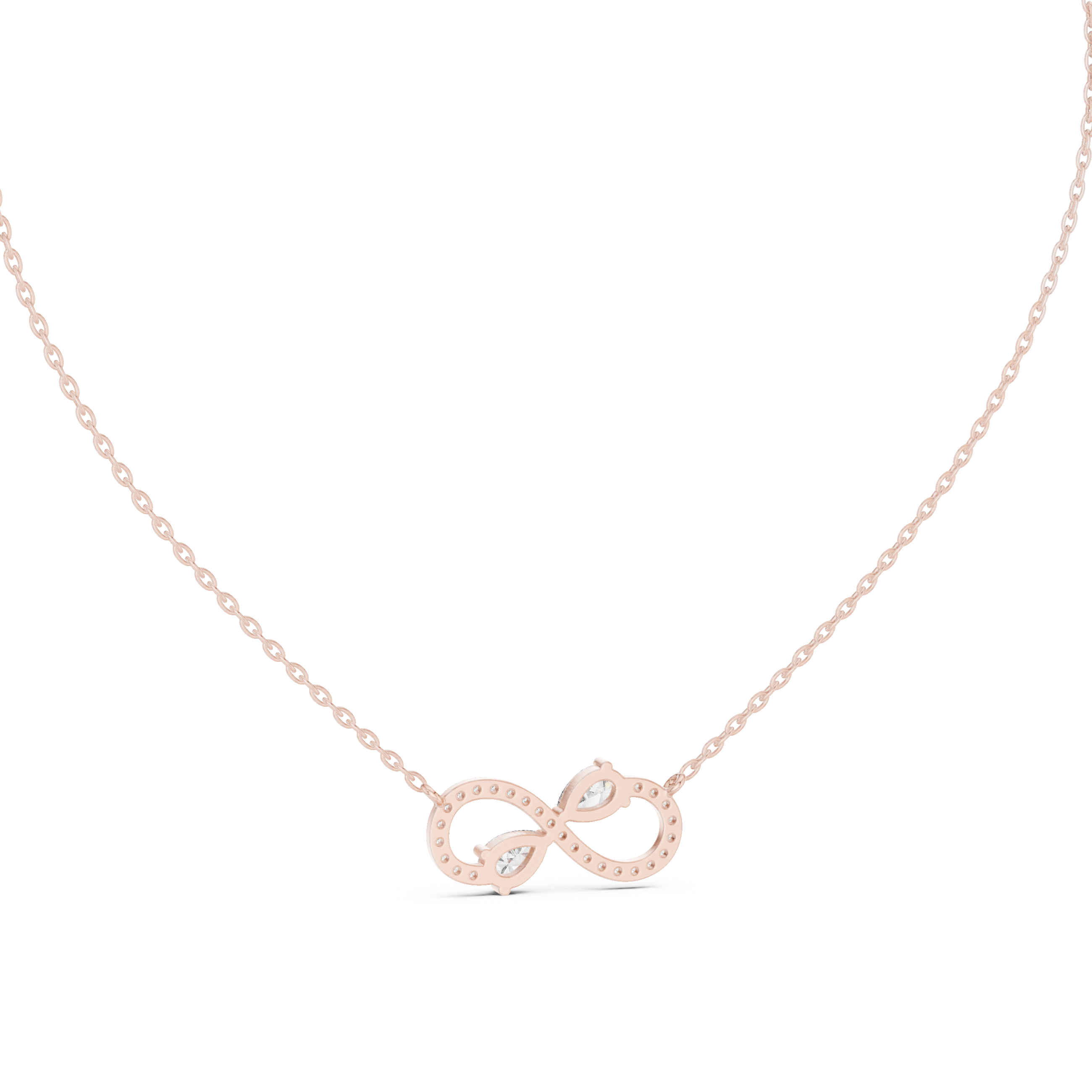 Elegant infinity pear diamond pendant in gold with lab grown diamonds by Signora Jewels