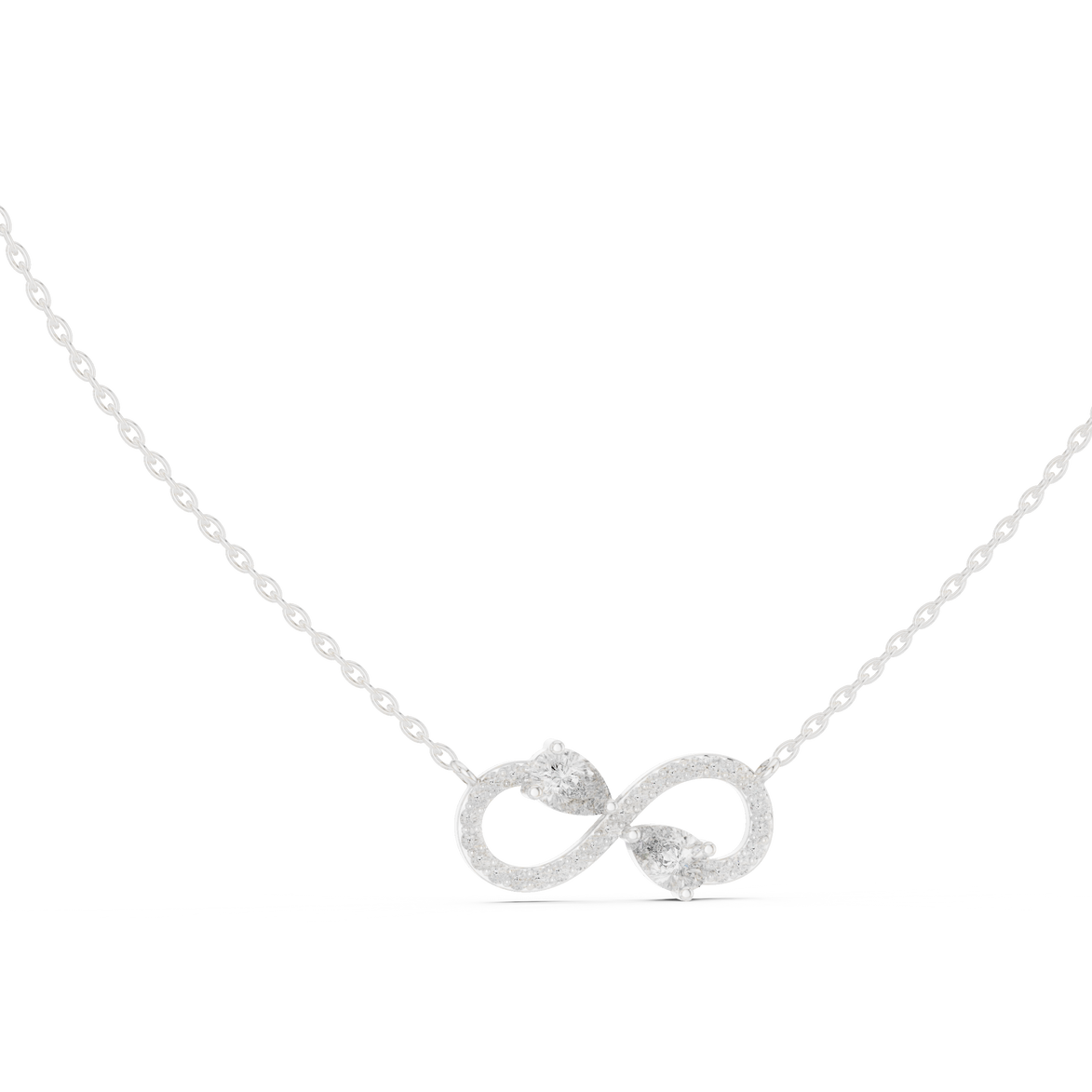 Elegant infinity pear diamond pendant in gold with lab grown diamonds by Signora Jewels