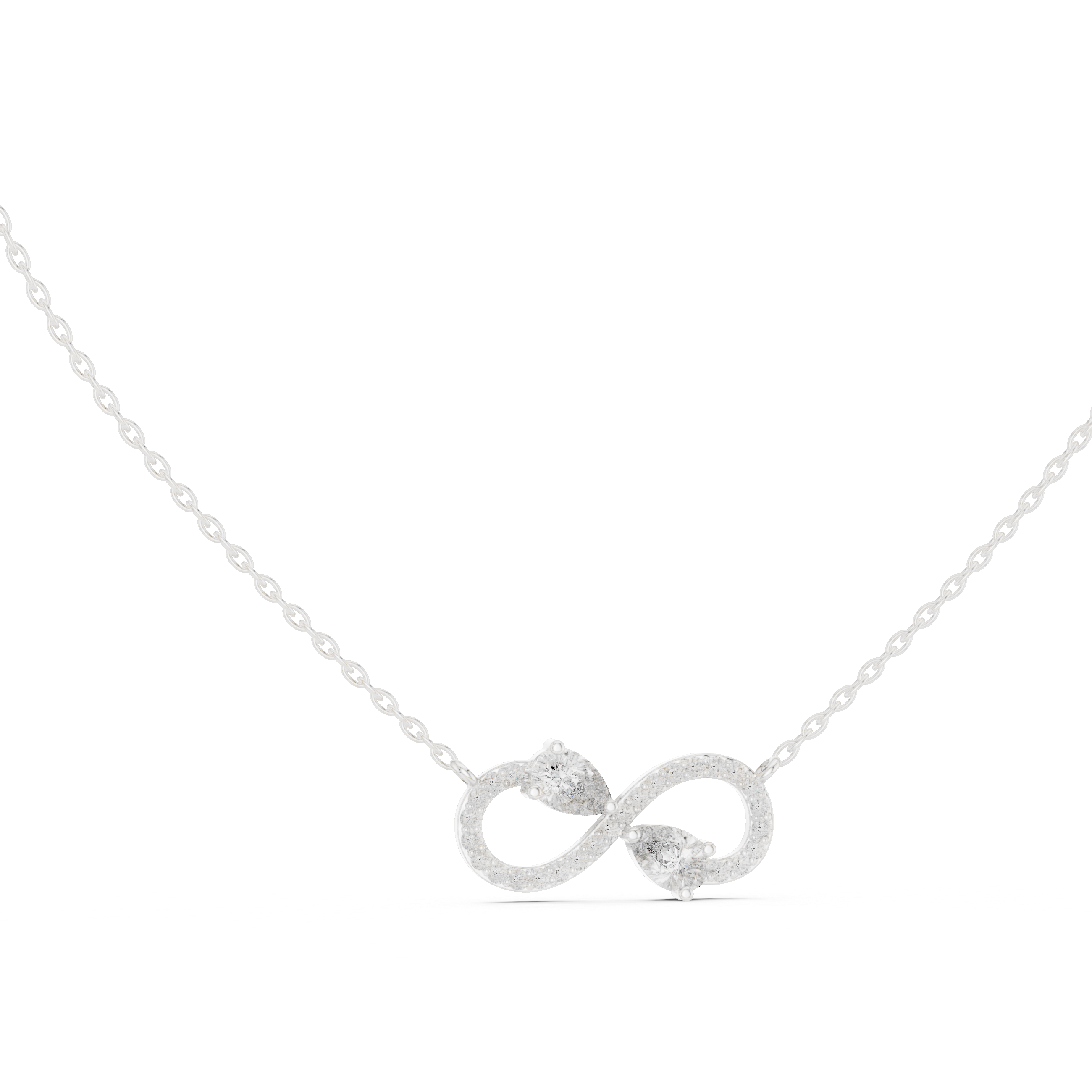 Elegant infinity pear diamond pendant in gold with lab grown diamonds by Signora Jewels