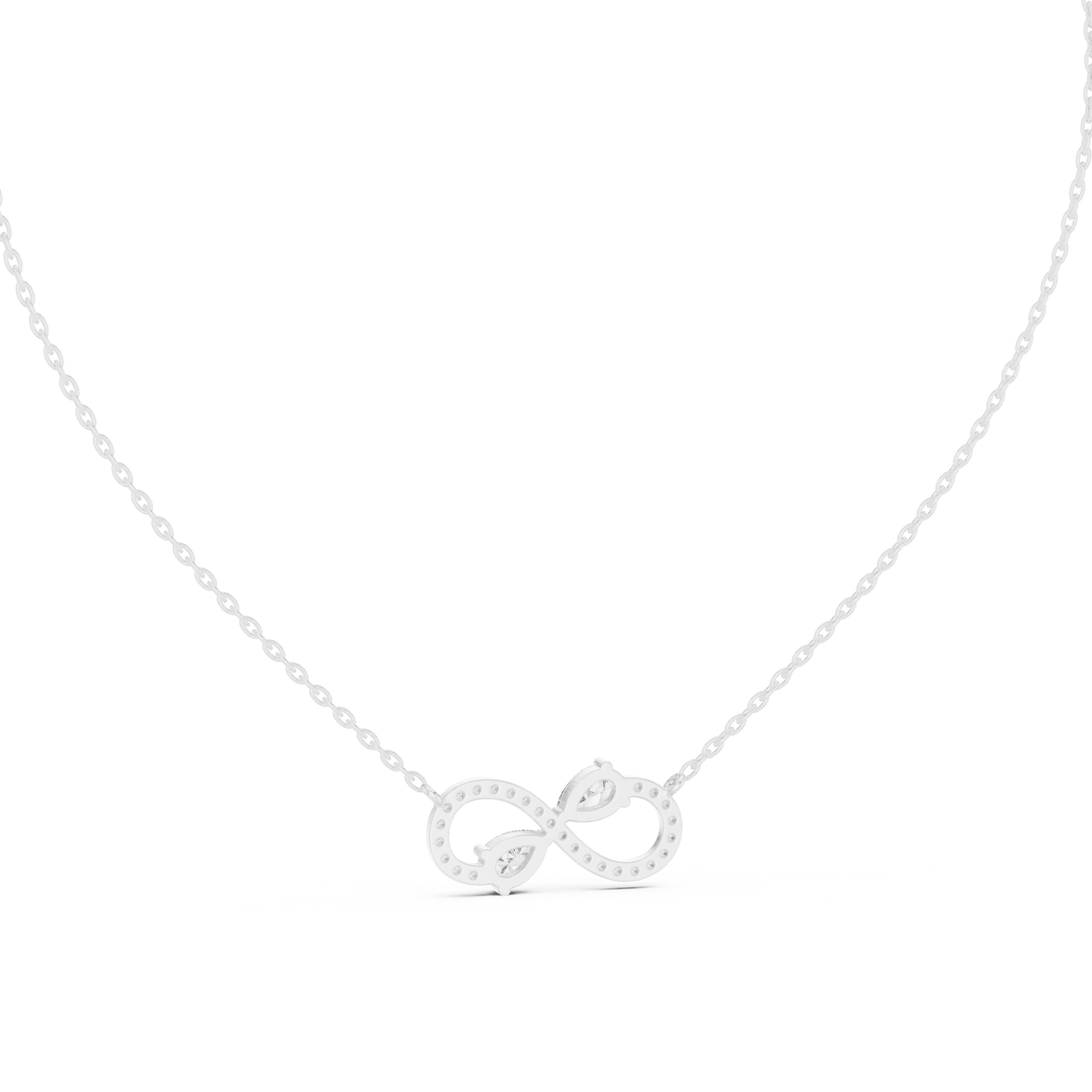 Elegant infinity pear diamond pendant in gold with lab grown diamonds by Signora Jewels