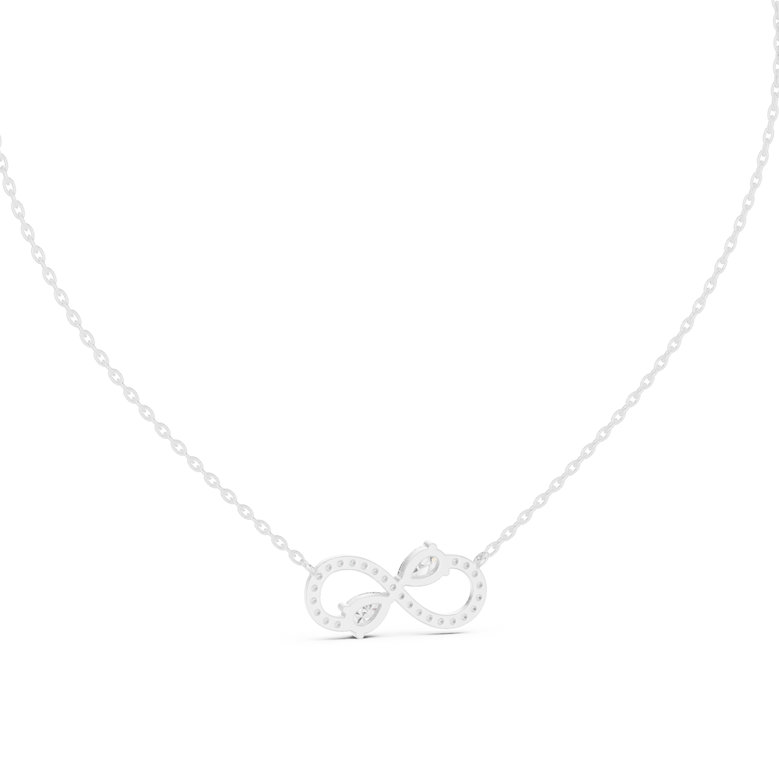 Elegant infinity pear diamond pendant in gold with lab grown diamonds by Signora Jewels