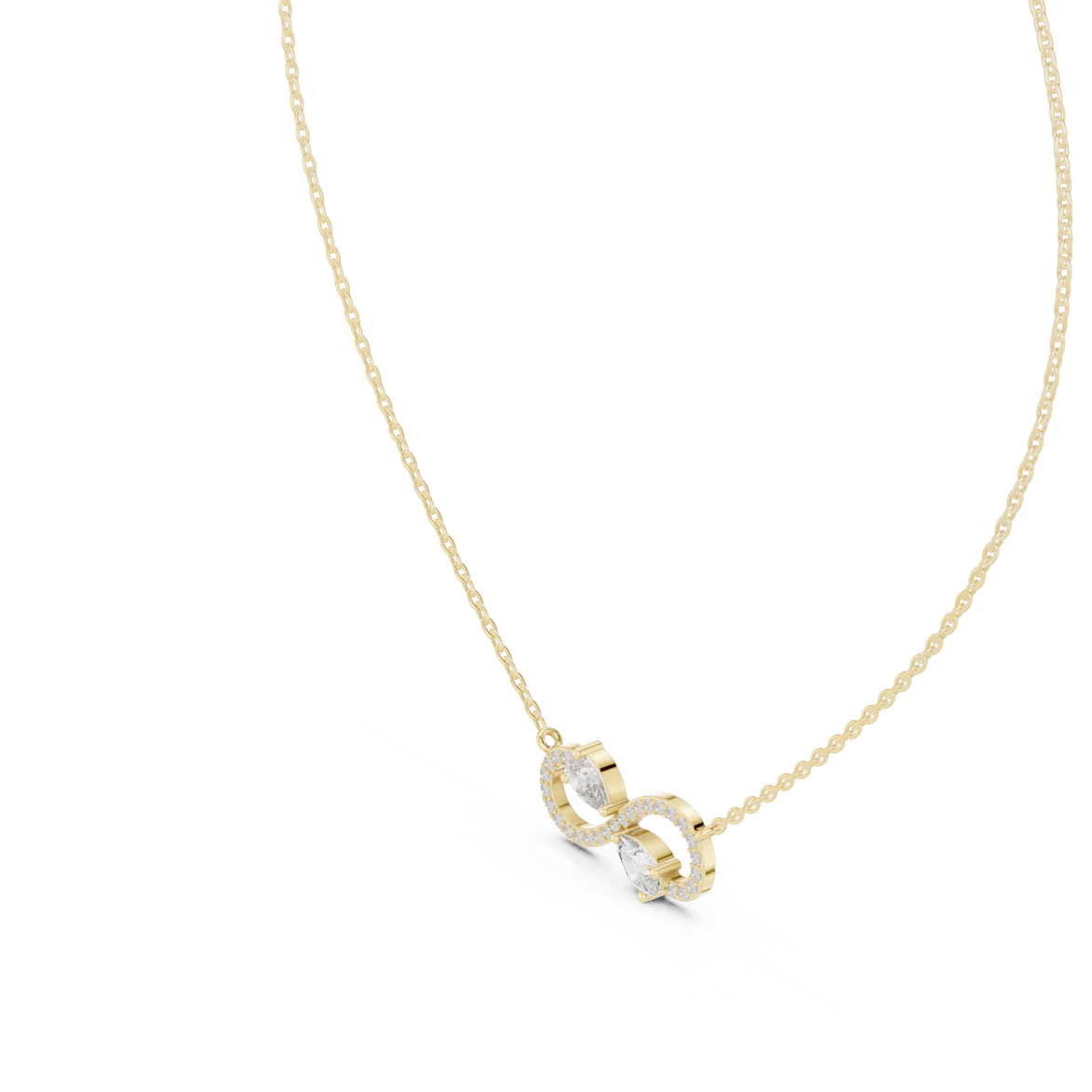 Elegant infinity pear diamond pendant in gold with lab grown diamonds by Signora Jewels