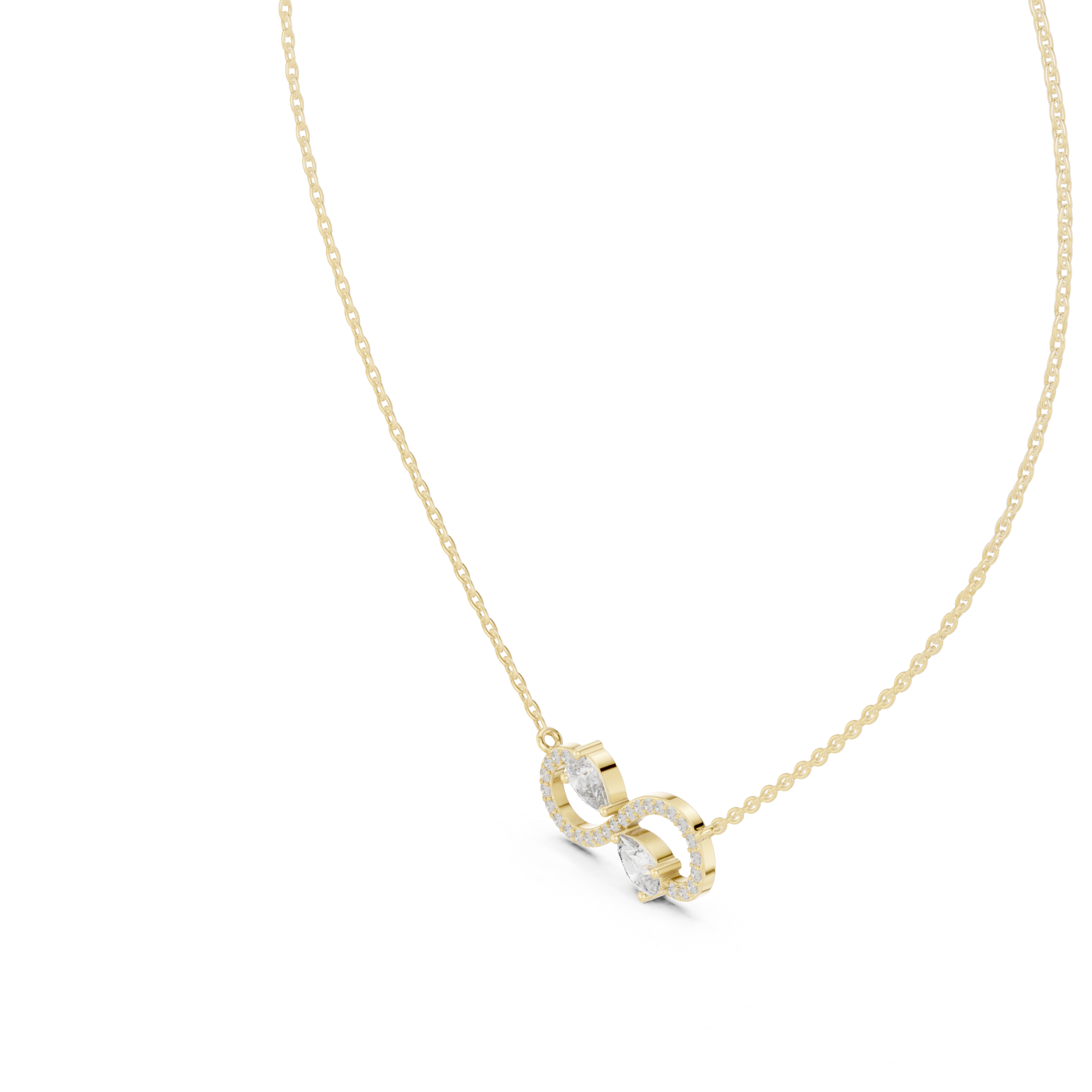 Elegant infinity pear diamond pendant in gold with lab grown diamonds by Signora Jewels