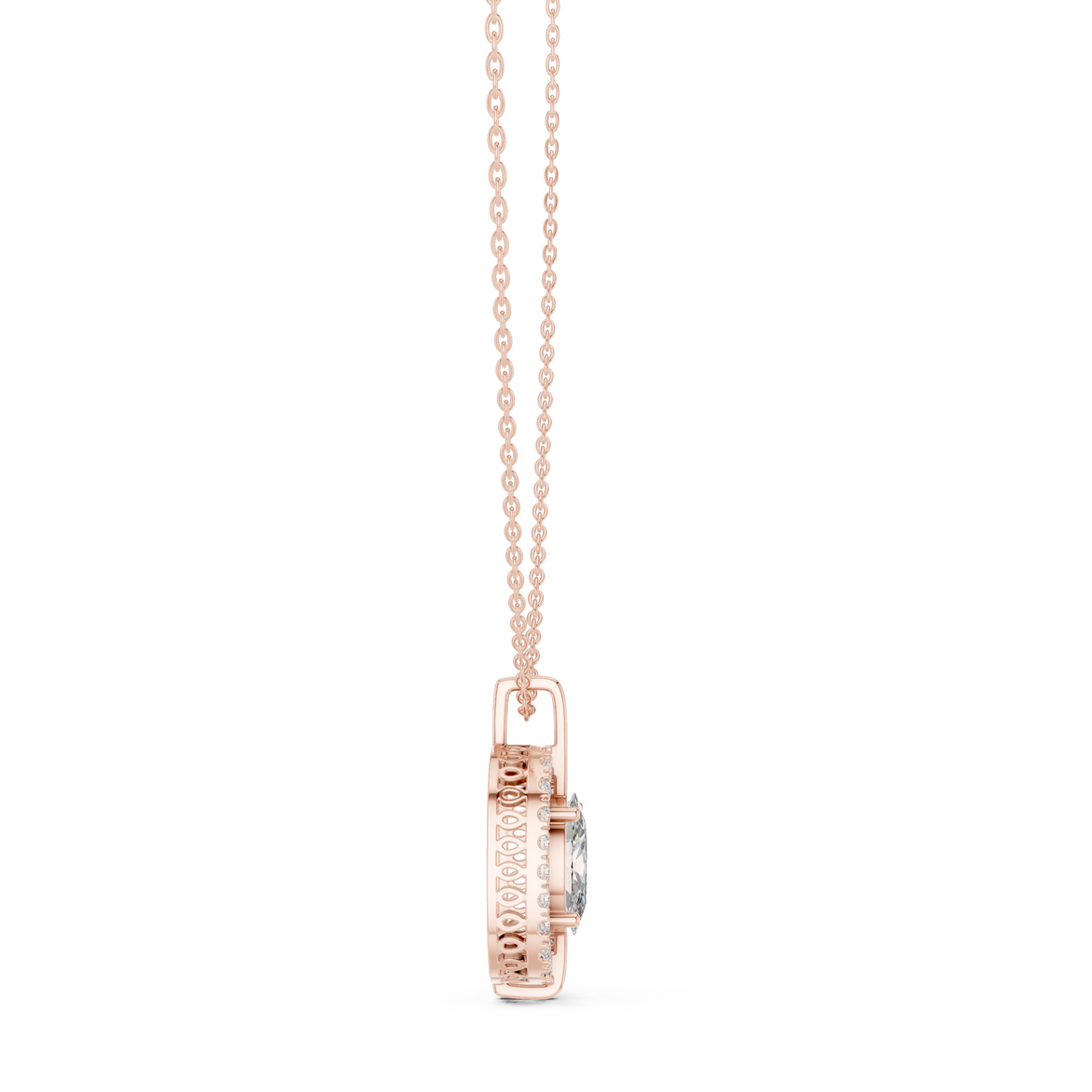 Elegant oval halo diamond pendant in gold with lab grown diamonds by Signora Jewels