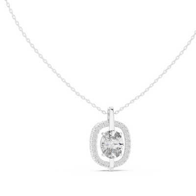 Elegant oval halo diamond pendant in gold with lab grown diamonds by Signora Jewels