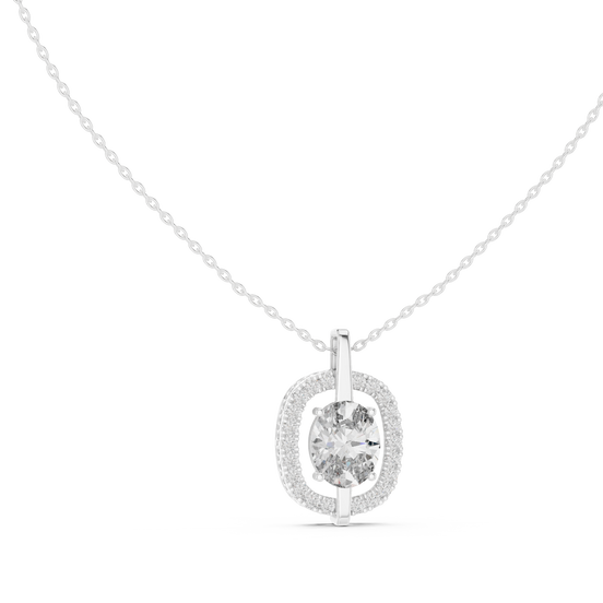 Elegant oval halo diamond pendant in gold with lab grown diamonds by Signora Jewels