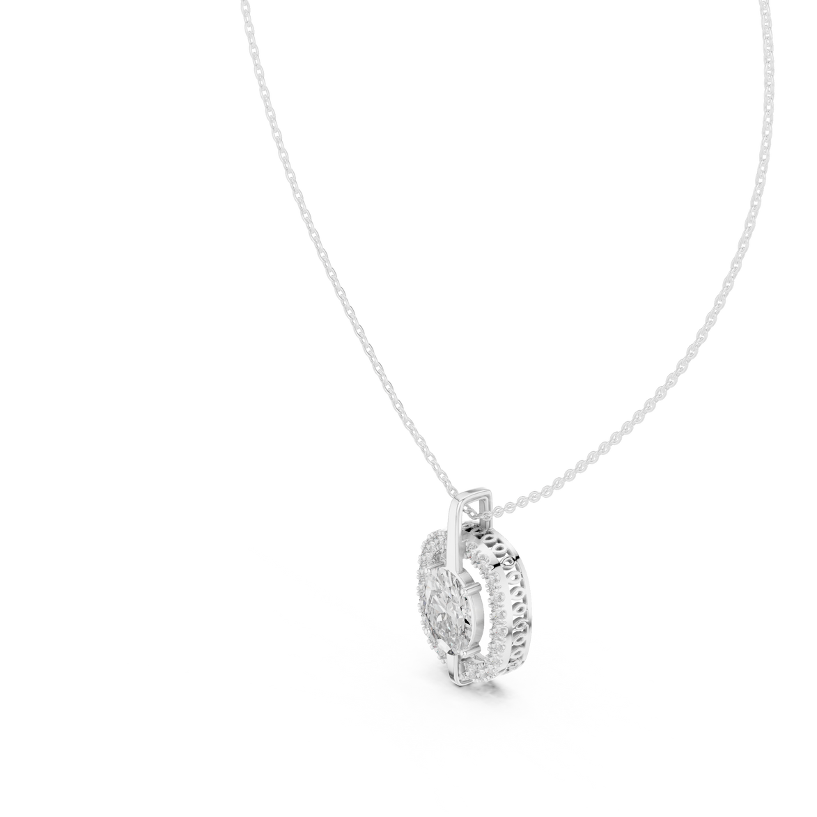 Elegant oval halo diamond pendant in gold with lab grown diamonds by Signora Jewels