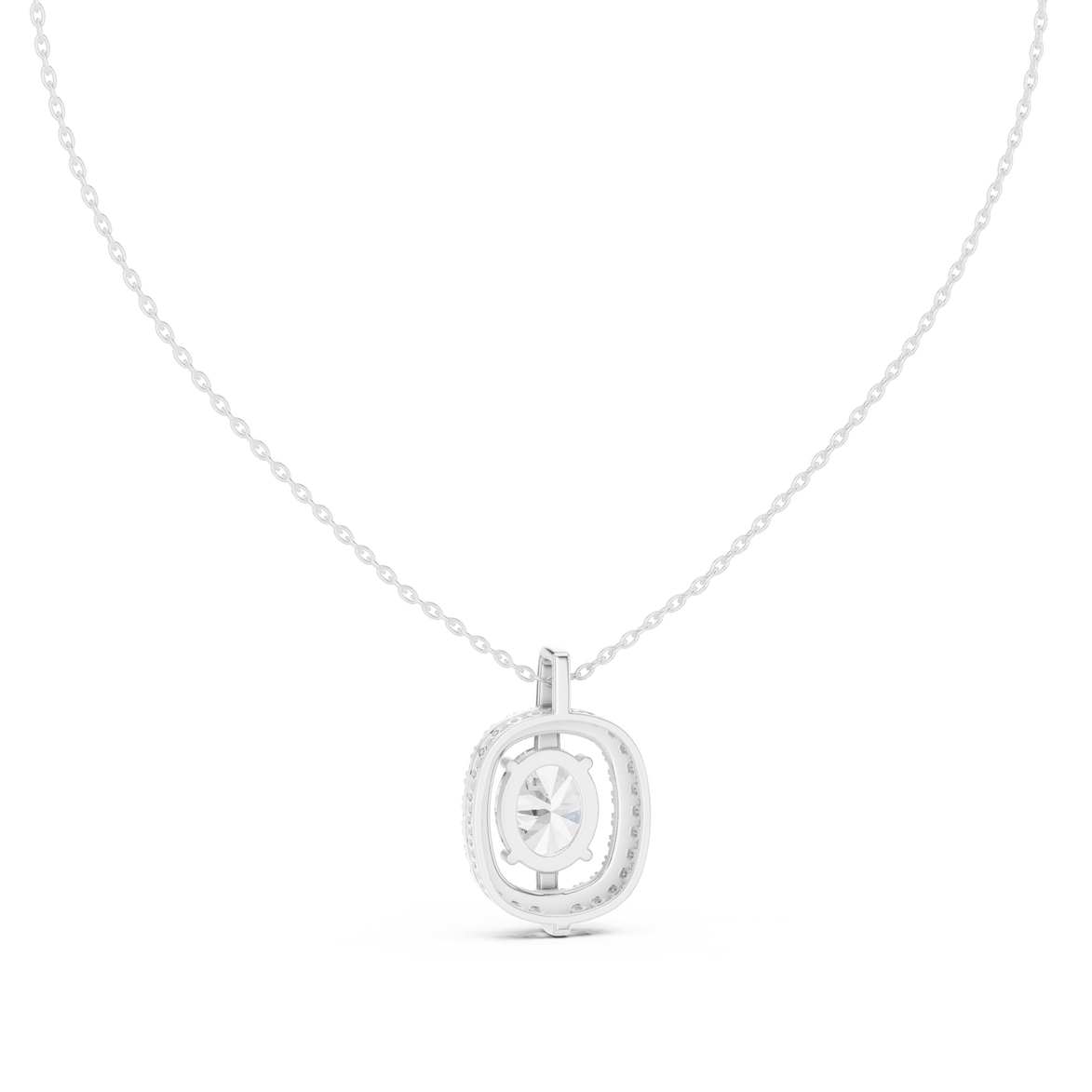 Elegant oval halo diamond pendant in gold with lab grown diamonds by Signora Jewels