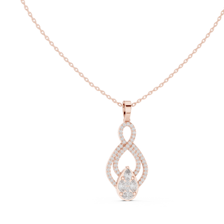 pear and marquise diamond drop pendant in rose gold