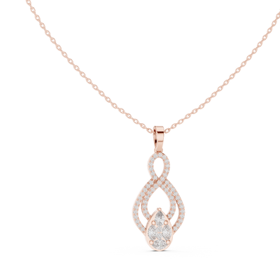 pear and marquise diamond drop pendant in rose gold
