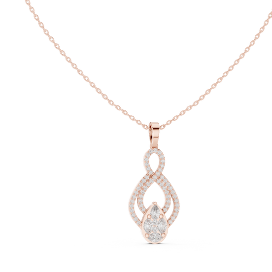pear and marquise diamond drop pendant in rose gold