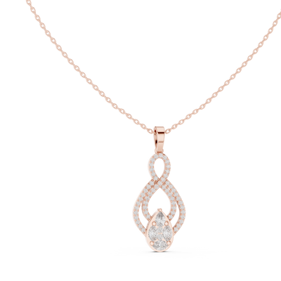 Elegant infinity diamond pendant in gold with pear and marquise lab grown diamonds by Signora Jewels