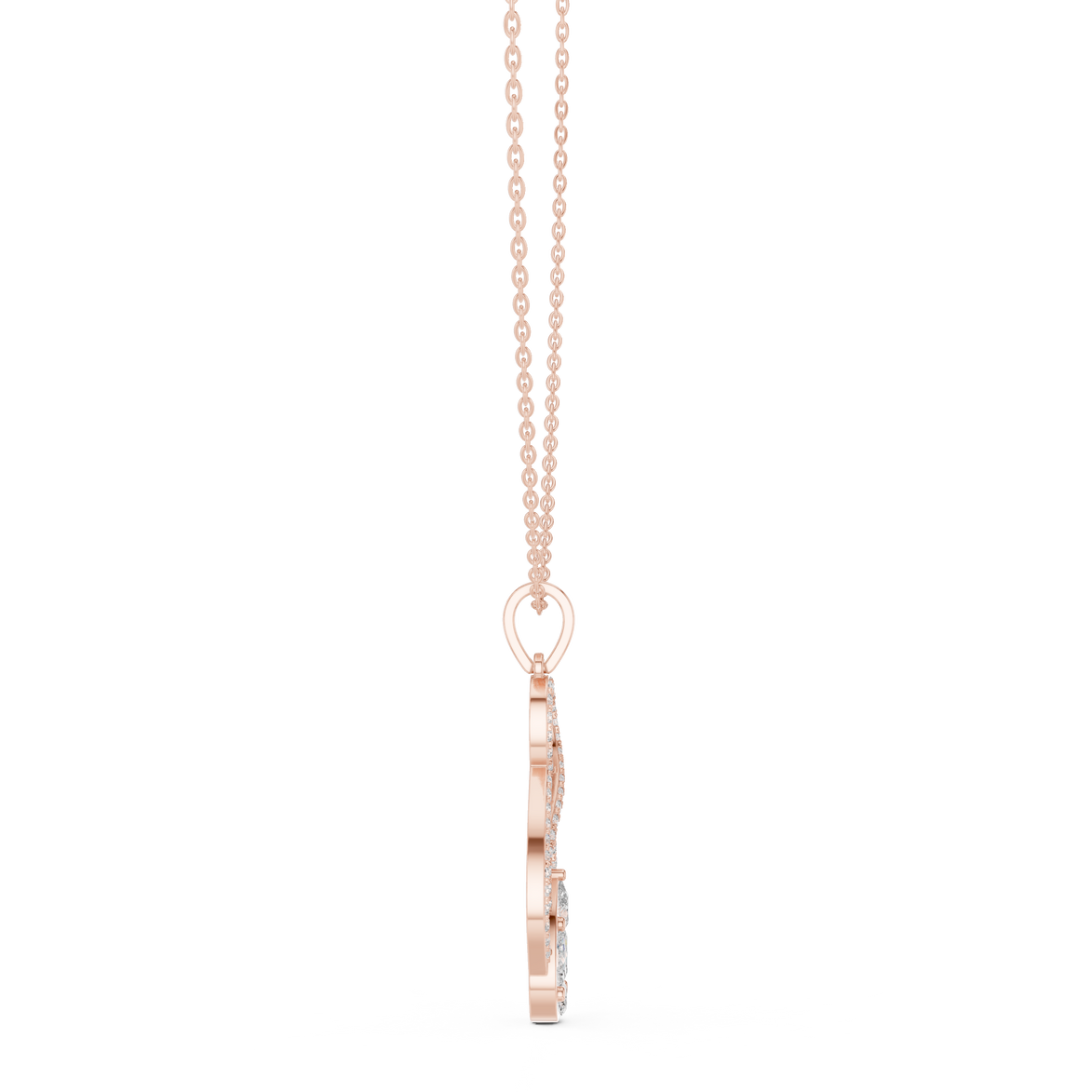 Elegant infinity diamond pendant in gold with pear and marquise lab grown diamonds by Signora Jewels