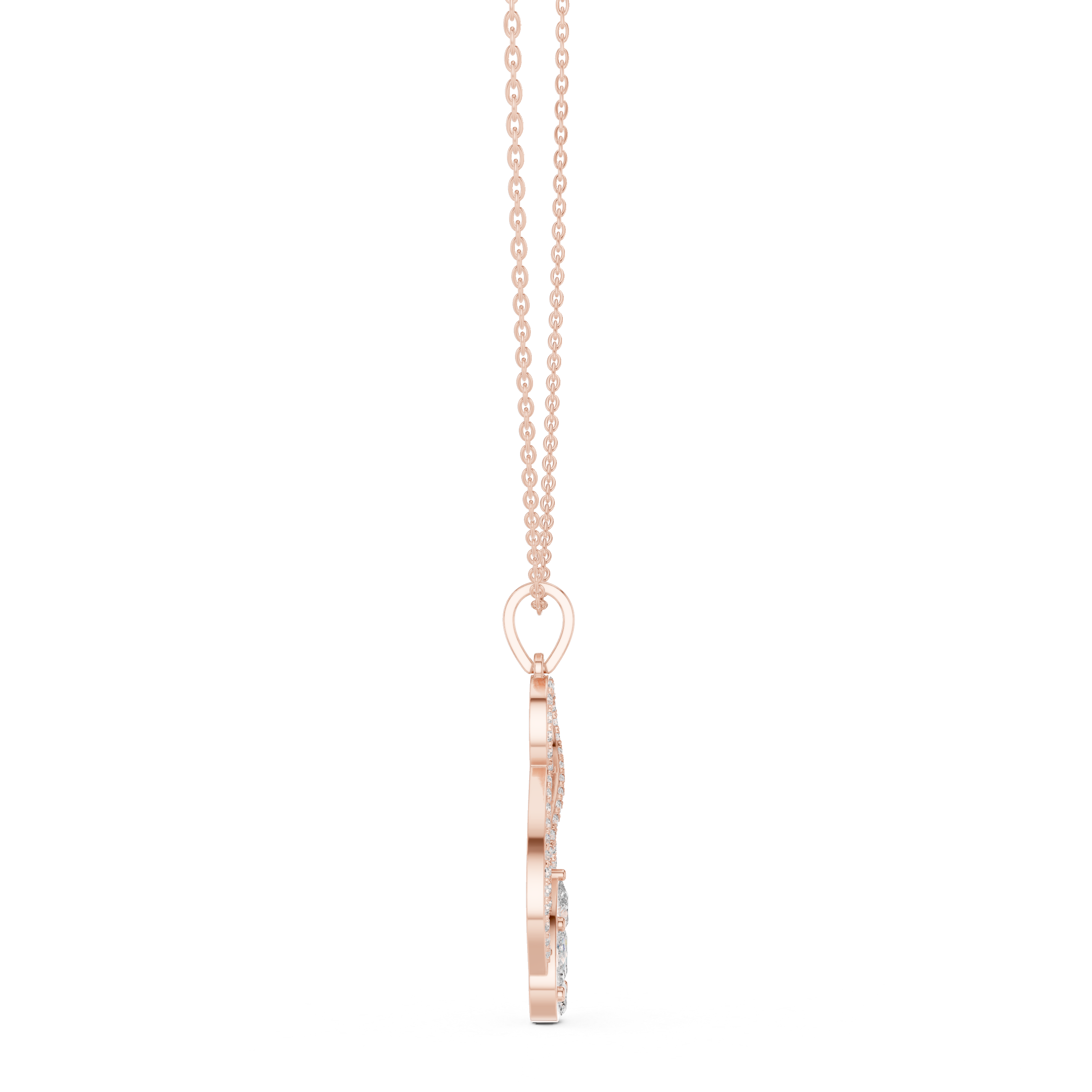 Elegant infinity diamond pendant in gold with pear and marquise lab grown diamonds by Signora Jewels