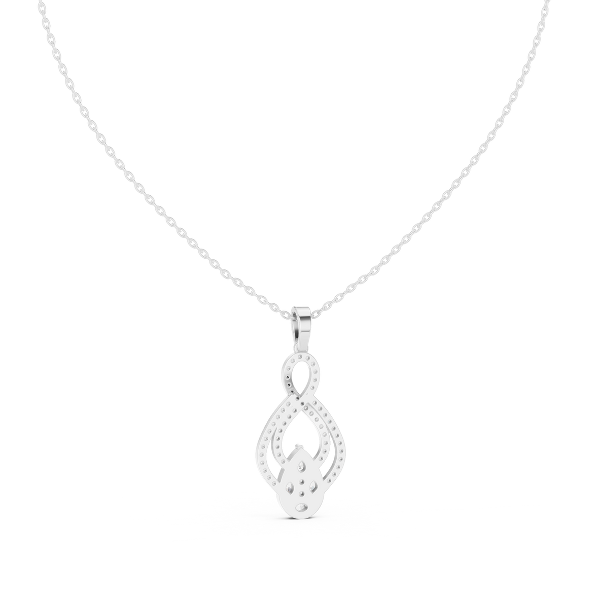 Elegant infinity diamond pendant in gold with pear and marquise lab grown diamonds by Signora Jewels