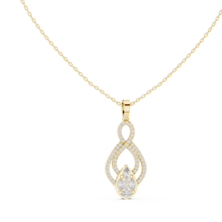 pear and marquise diamond drop pendant in yellow gold