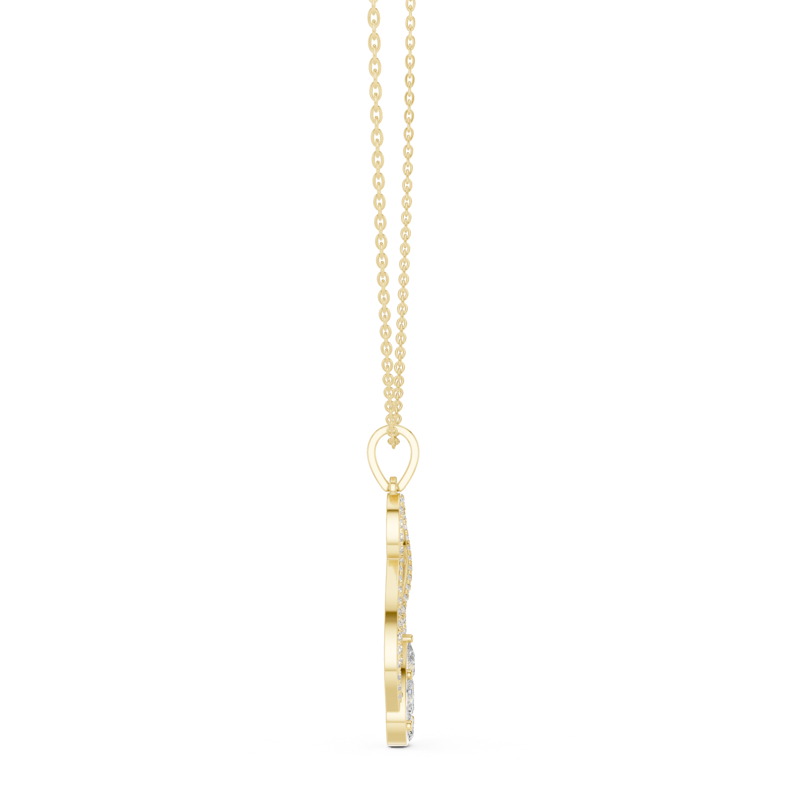 Elegant infinity diamond pendant in gold with pear and marquise lab grown diamonds by Signora Jewels