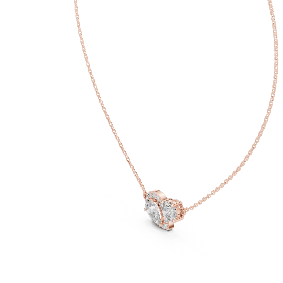 Modern pear and round diamond pendant in gold with lab grown diamonds by Signora Jewels
