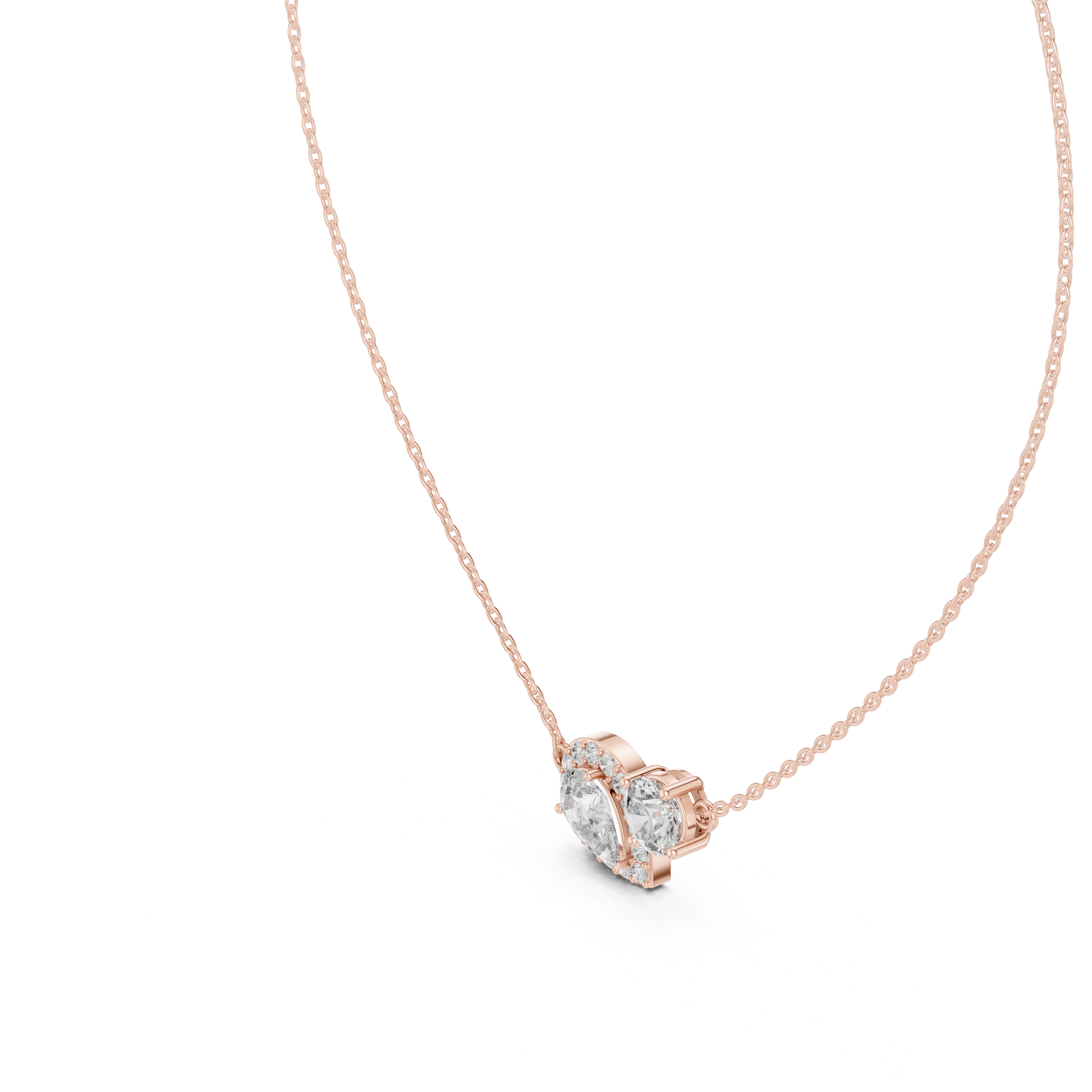 Modern pear and round diamond pendant in gold with lab grown diamonds by Signora Jewels