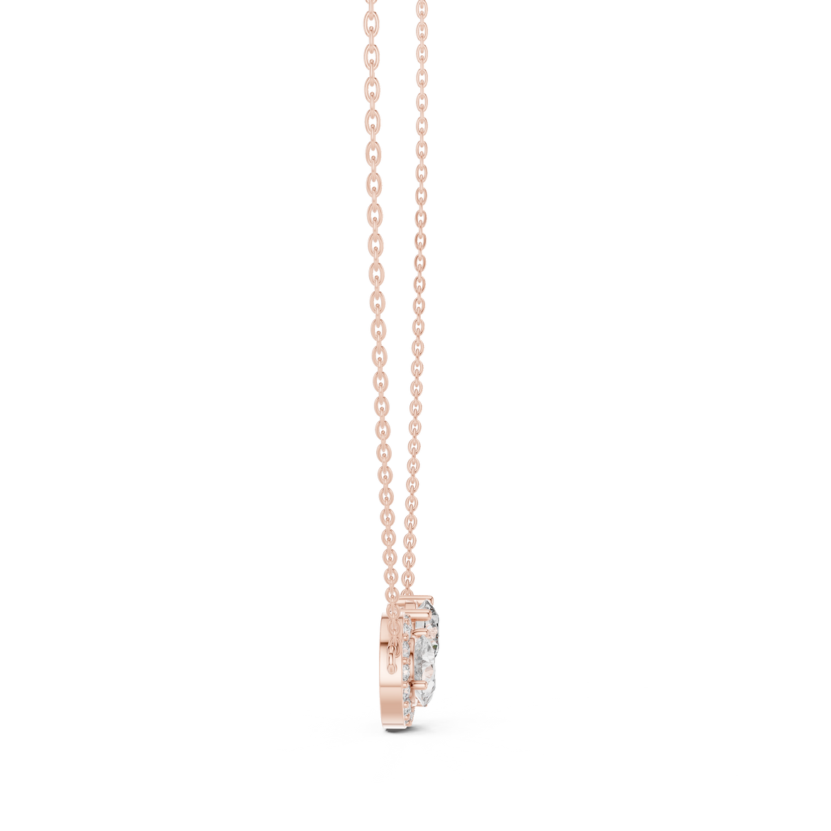 Modern pear and round diamond pendant in gold with lab grown diamonds by Signora Jewels