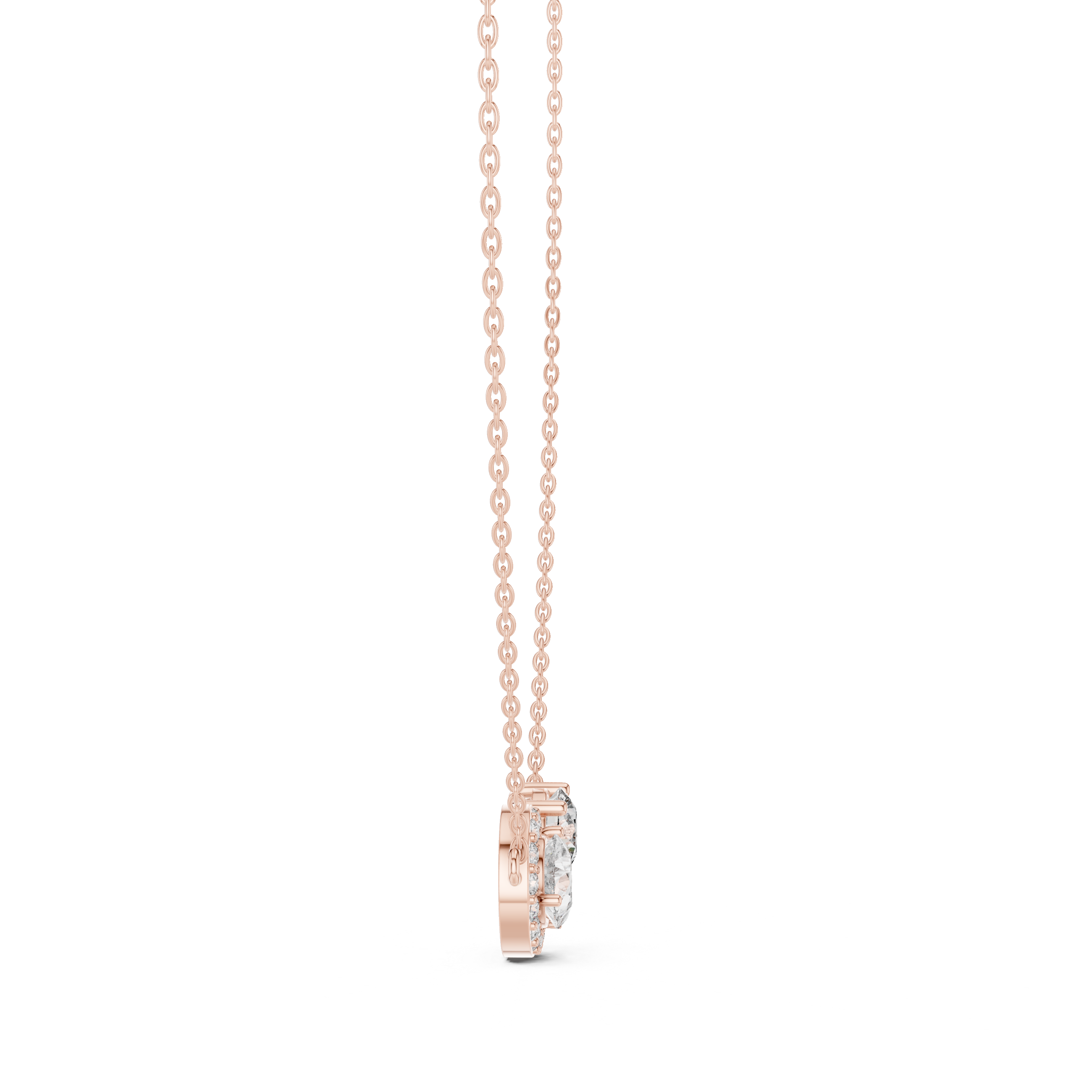 Modern pear and round diamond pendant in gold with lab grown diamonds by Signora Jewels