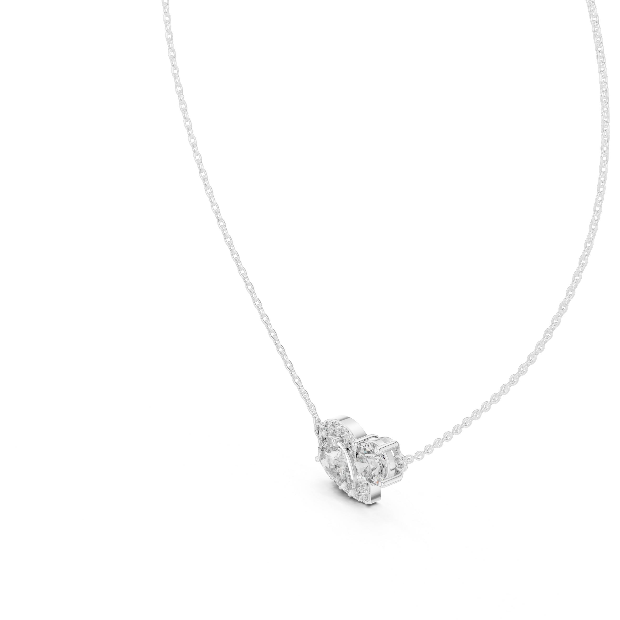 Modern pear and round diamond pendant in gold with lab grown diamonds by Signora Jewels