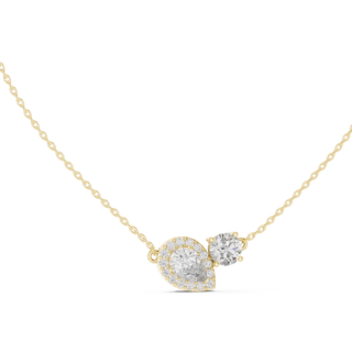 pear halo diamond drop pendant in yellow gold