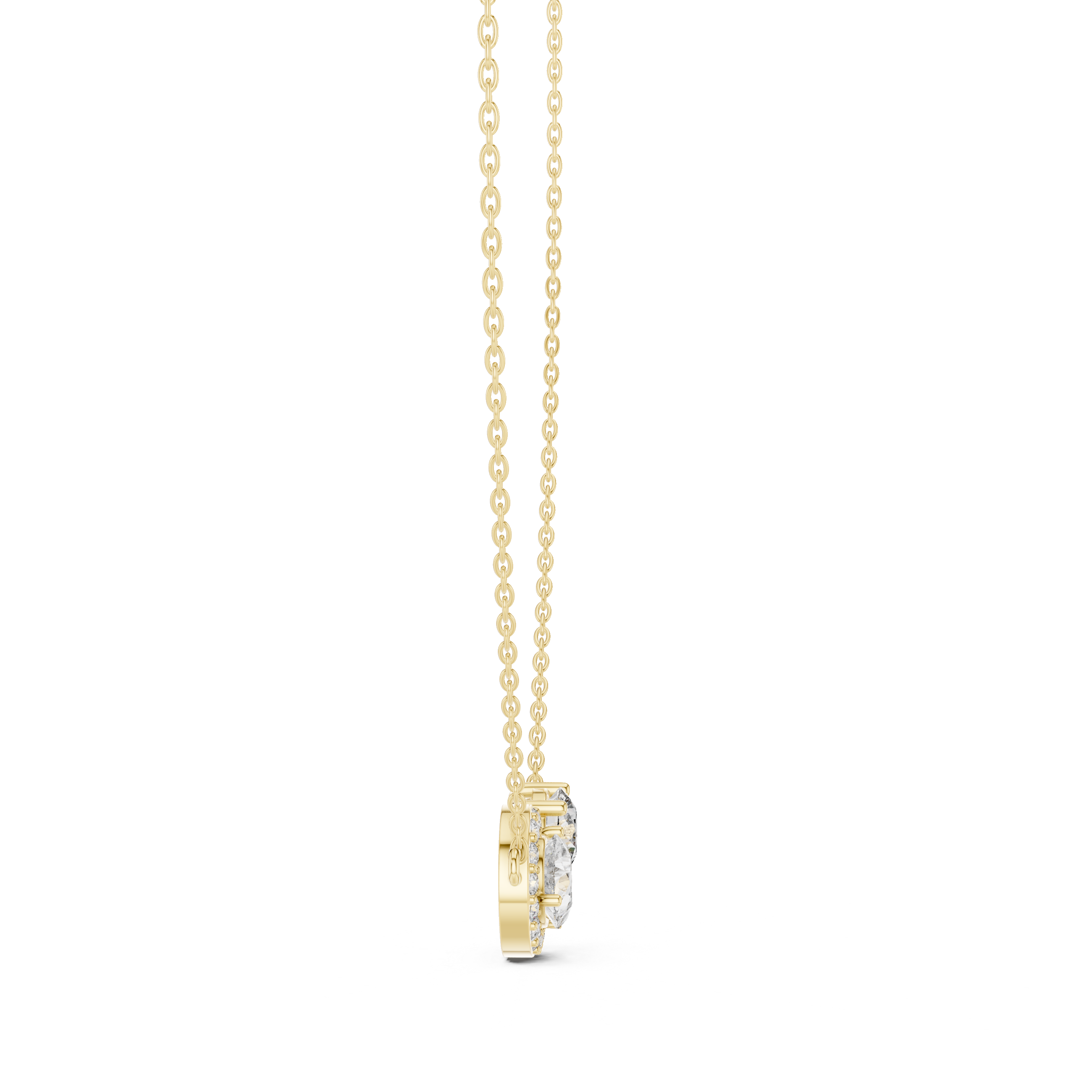 Modern pear and round diamond pendant in gold with lab grown diamonds by Signora Jewels