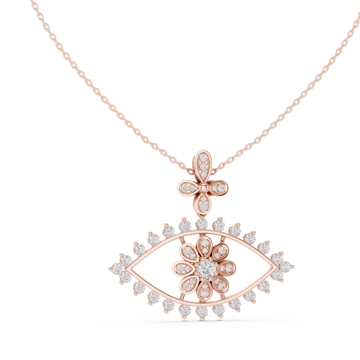 Luxury evil eye diamond pendant in gold with lab grown diamonds by Signora Jewels