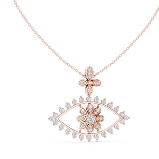 Evil eye floral diamond pendant in rose gold
