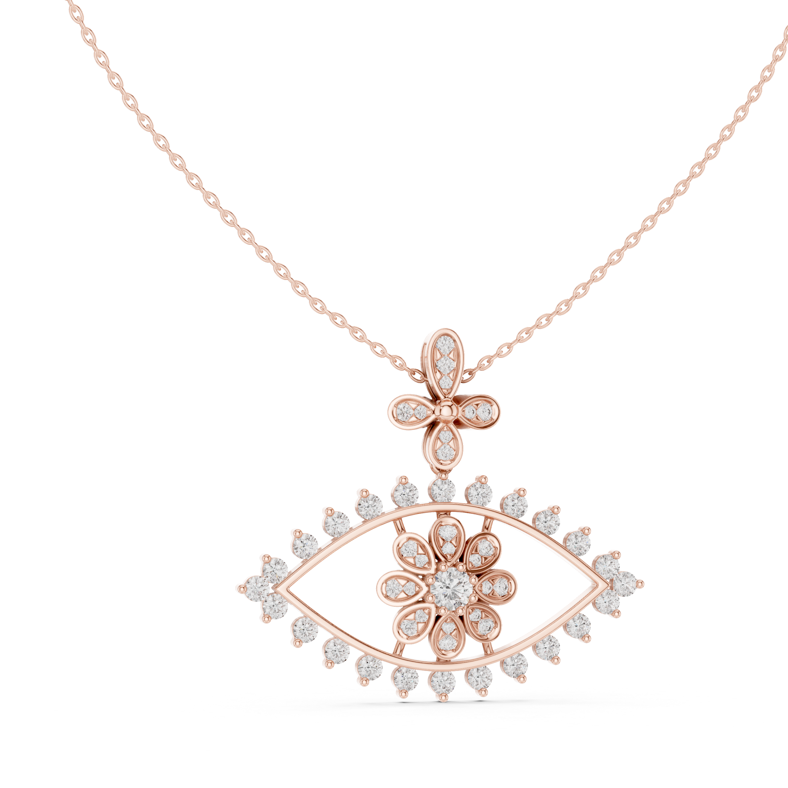 Luxury evil eye diamond pendant in gold with lab grown diamonds by Signora Jewels