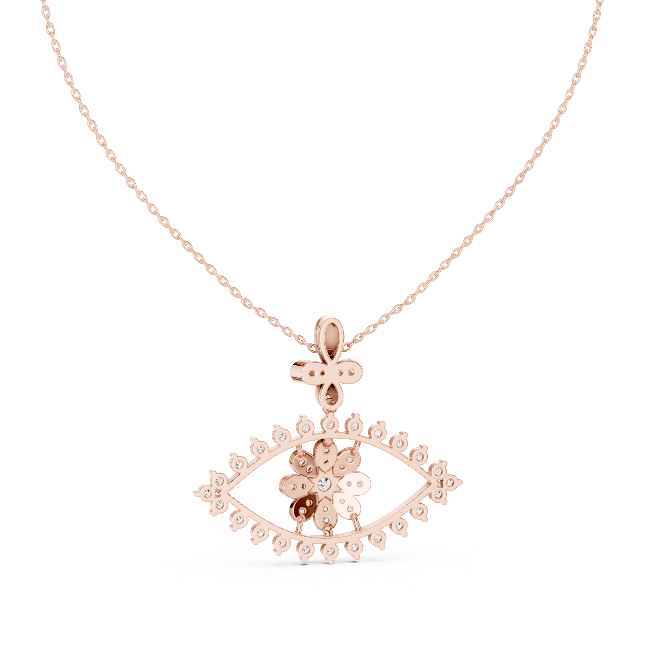 Luxury evil eye diamond pendant in gold with lab grown diamonds by Signora Jewels