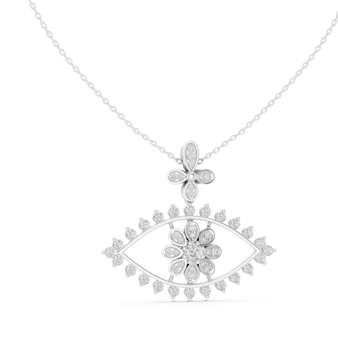 Luxury evil eye diamond pendant in gold with lab grown diamonds by Signora Jewels