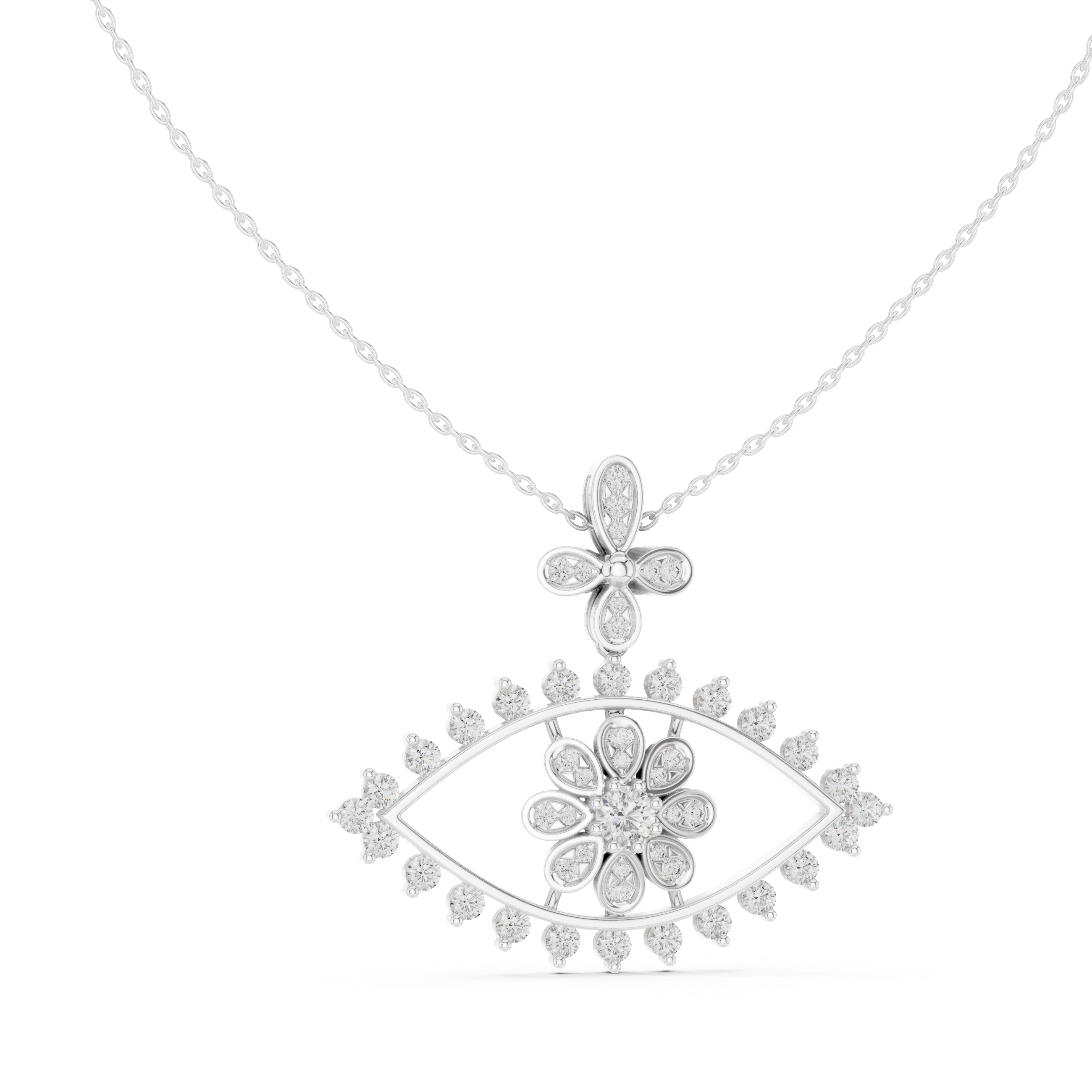 Luxury evil eye diamond pendant in gold with lab grown diamonds by Signora Jewels