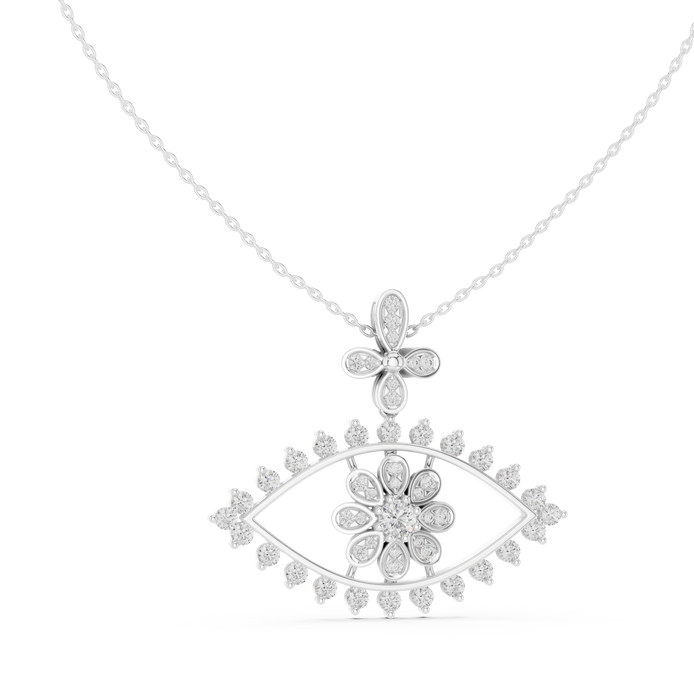 Luxury evil eye diamond pendant in gold with lab grown diamonds by Signora Jewels