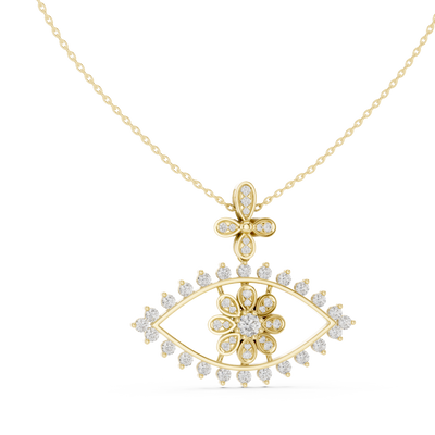 Luxury evil eye diamond pendant in gold with lab grown diamonds by Signora Jewels