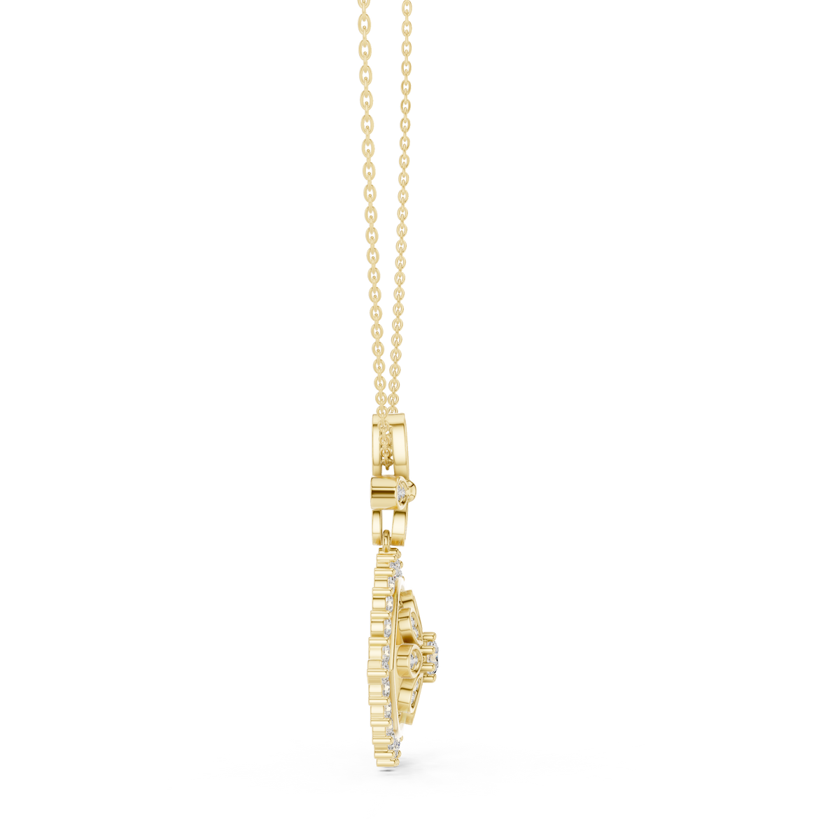 Luxury evil eye diamond pendant in gold with lab grown diamonds by Signora Jewels