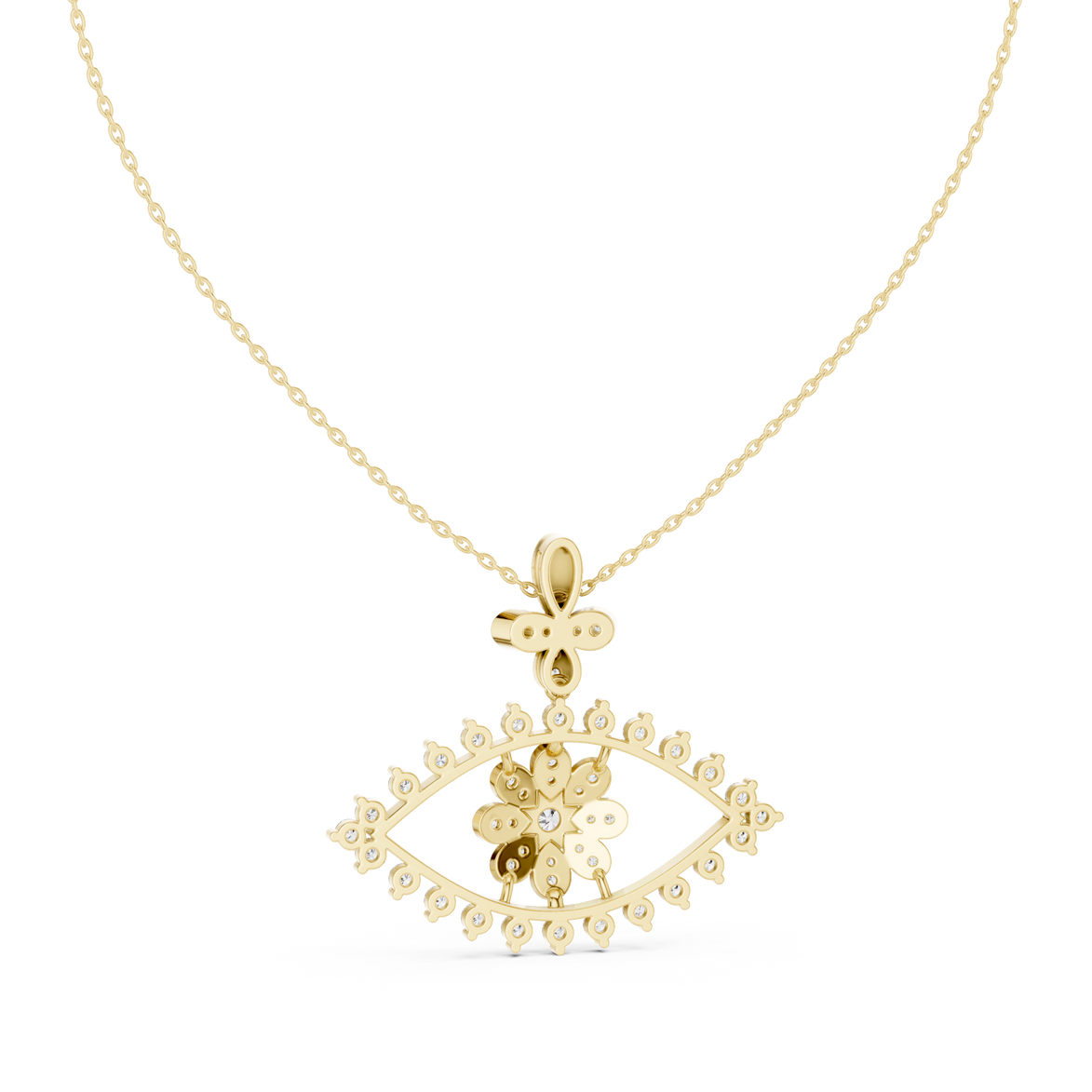 Luxury evil eye diamond pendant in gold with lab grown diamonds by Signora Jewels