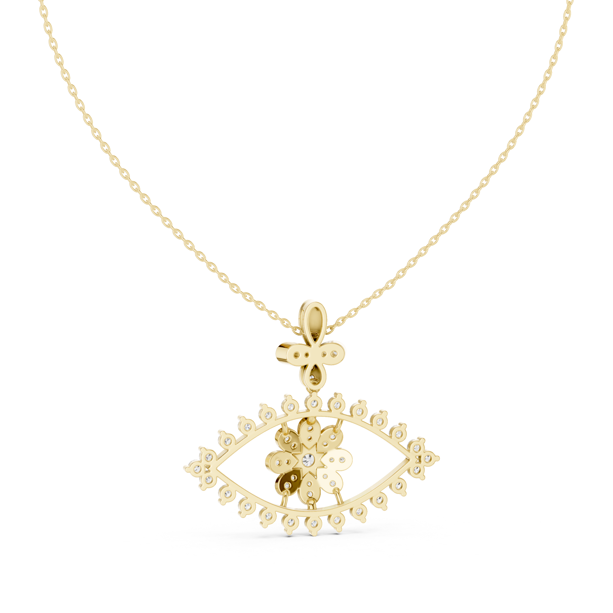 Luxury evil eye diamond pendant in gold with lab grown diamonds by Signora Jewels