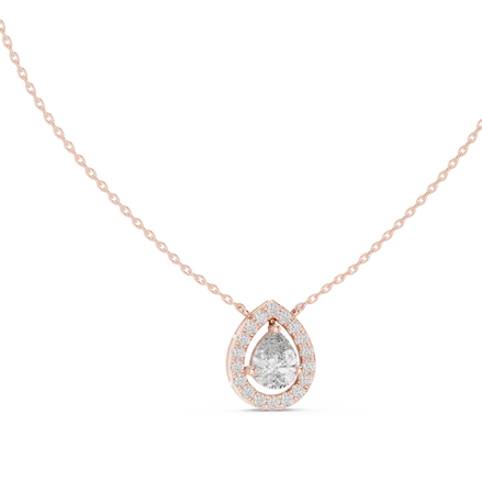 Elegant pear halo diamond pendant in gold with lab grown diamonds by Signora Jewels