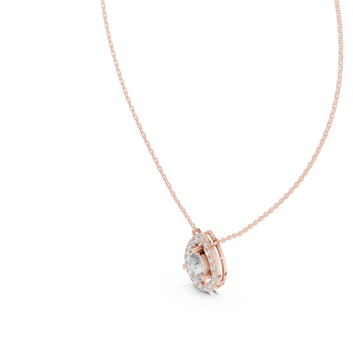 Elegant pear halo diamond pendant in gold with lab grown diamonds by Signora Jewels