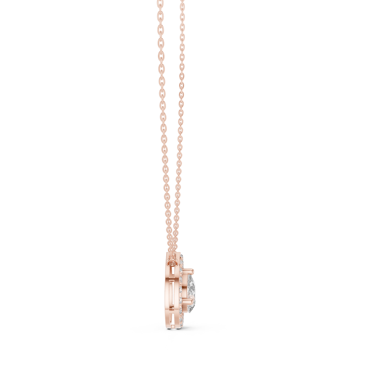 Elegant pear halo diamond pendant in gold with lab grown diamonds by Signora Jewels