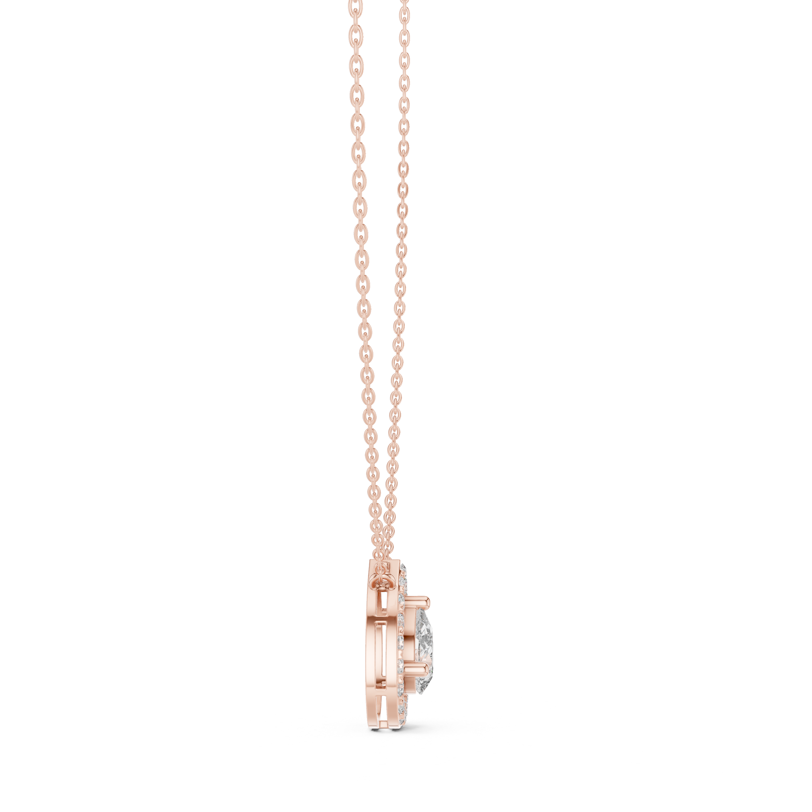 Elegant pear halo diamond pendant in gold with lab grown diamonds by Signora Jewels