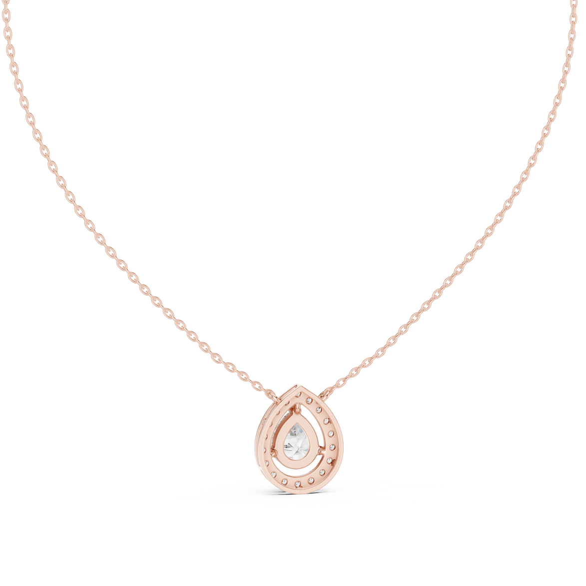 Elegant pear halo diamond pendant in gold with lab grown diamonds by Signora Jewels