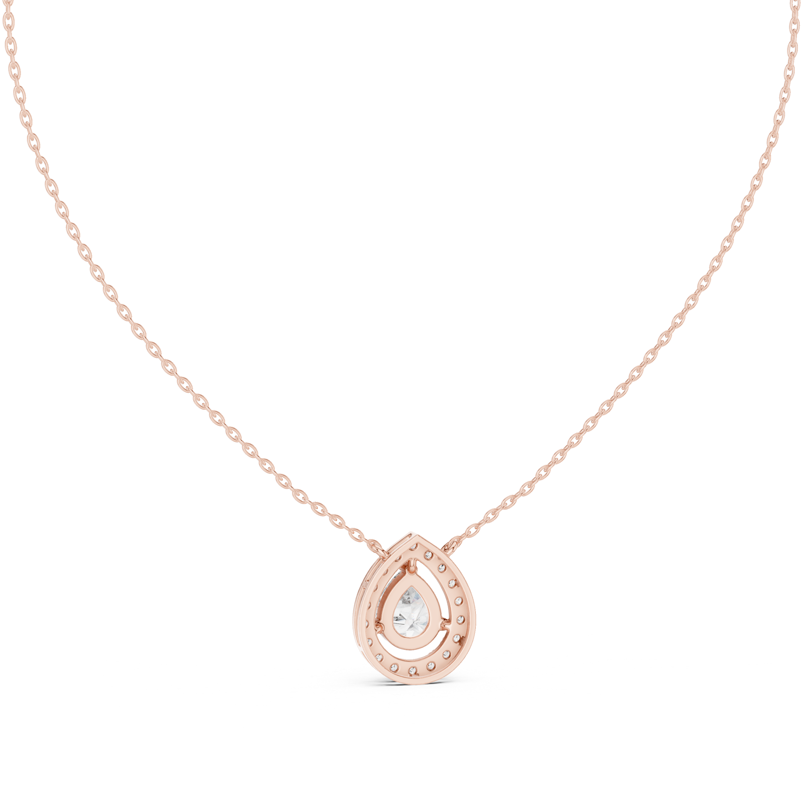 Elegant pear halo diamond pendant in gold with lab grown diamonds by Signora Jewels