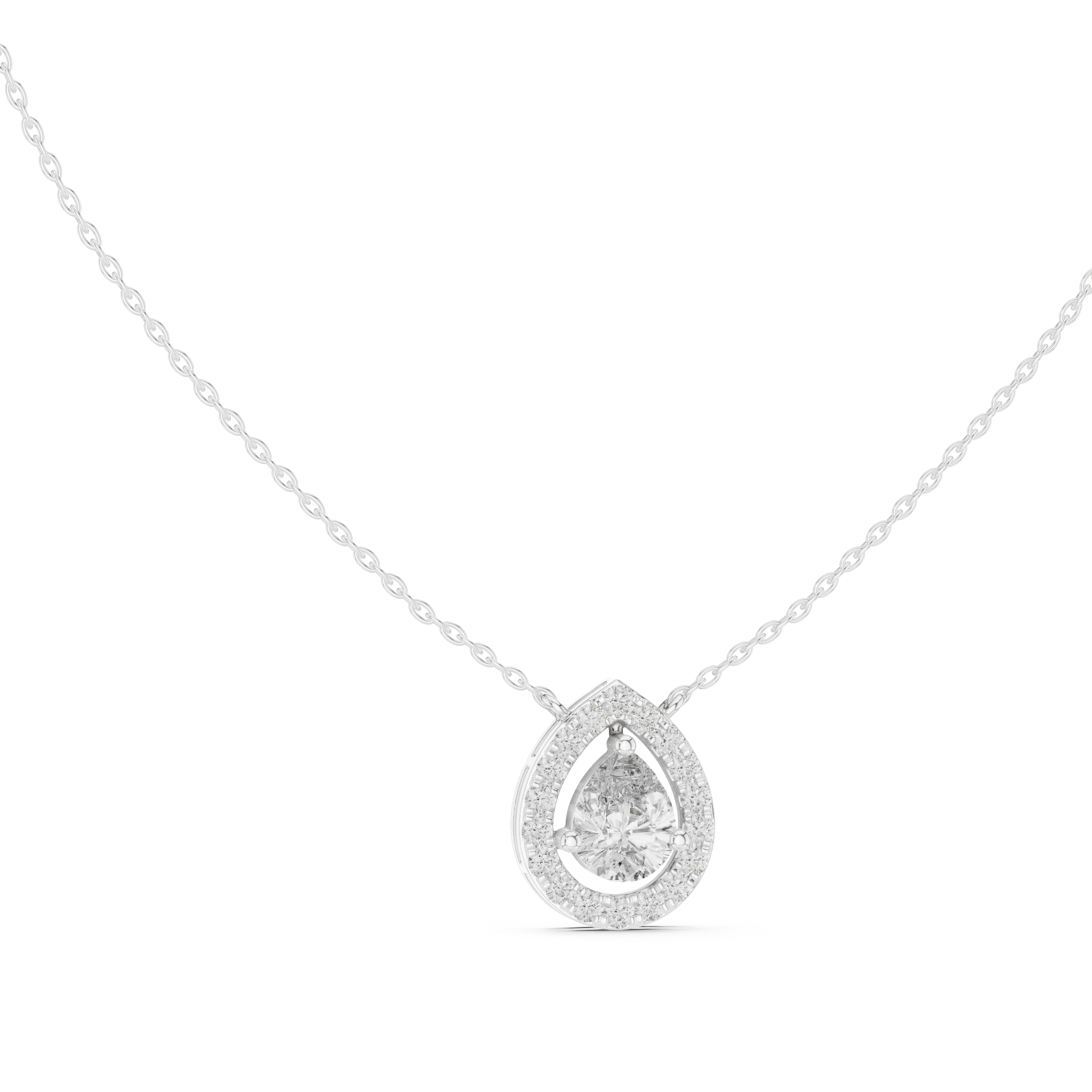 Elegant pear halo diamond pendant in gold with lab grown diamonds by Signora Jewels