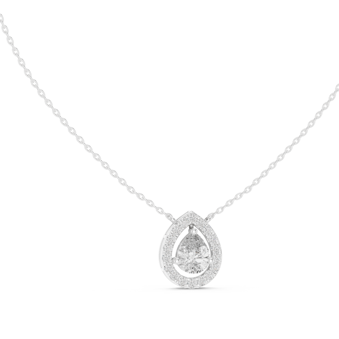 Elegant pear halo diamond pendant in gold with lab grown diamonds by Signora Jewels